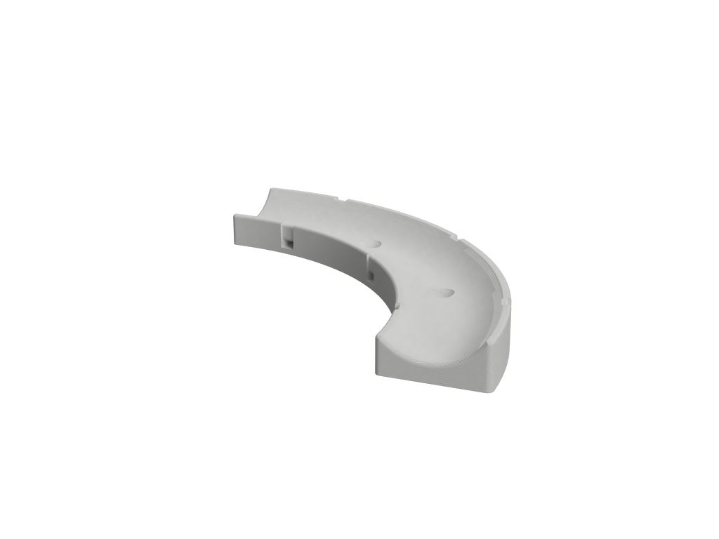 Close-up of the 1-1/8 inch 90-degree hose mount showing the hose channel