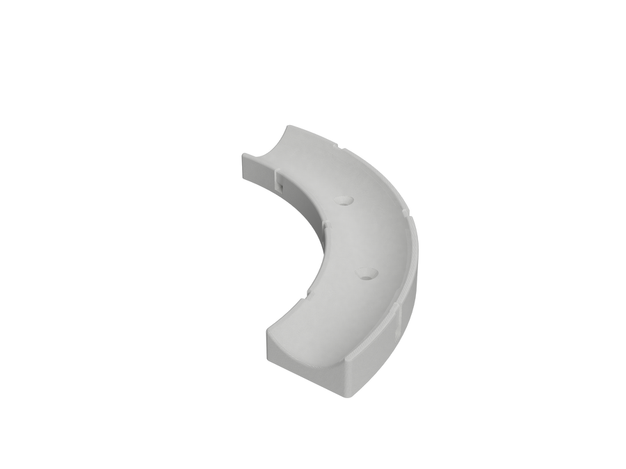 White 90-degree hose mount for 1-1/8 inch hose, angled view