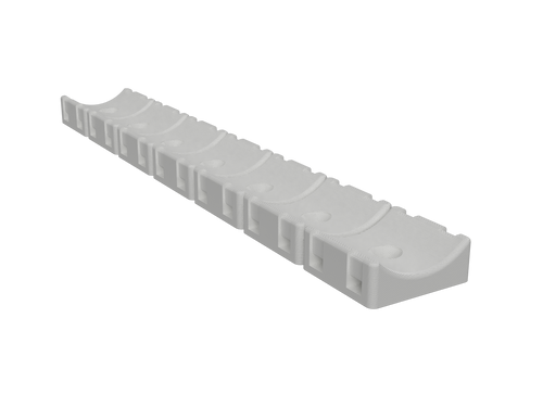 Snap-off strip of 1-1/8 inch straight hose mounts, angled view