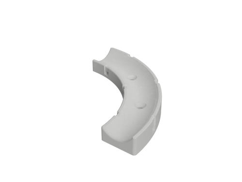 White 90-degree hose mount for 3/4 inch hose, angled view