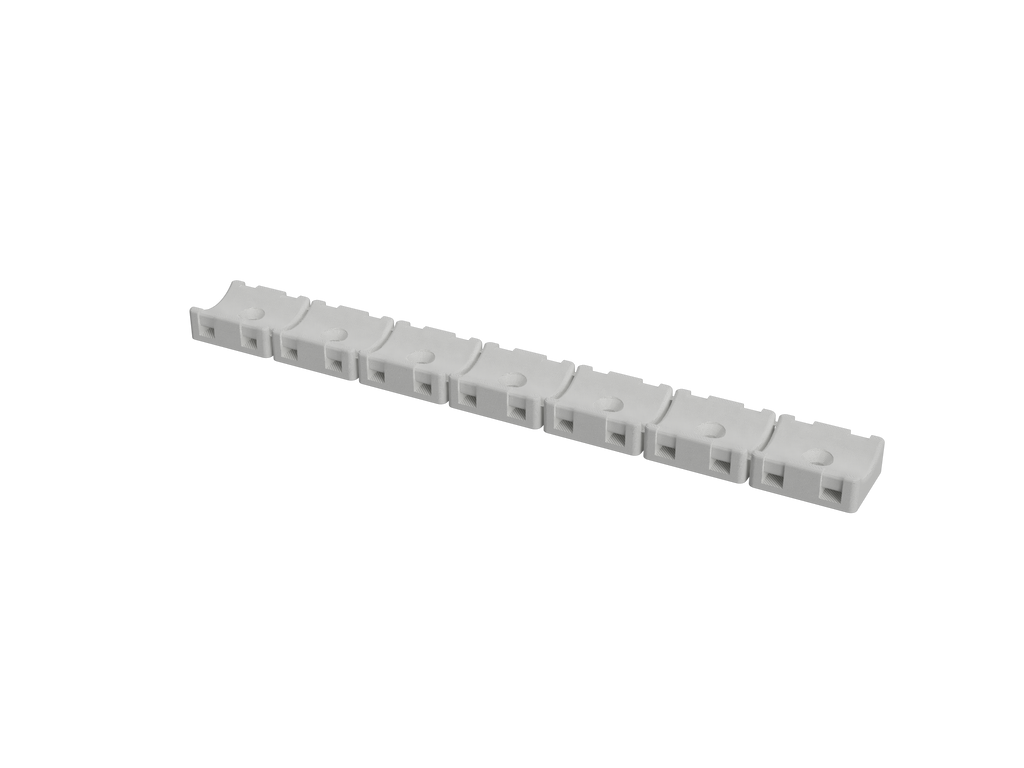 Full strip of 7 straight hose mounts for 3/4 inch hose