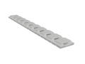 Strip of 10 white zip-tie anchors, angled view