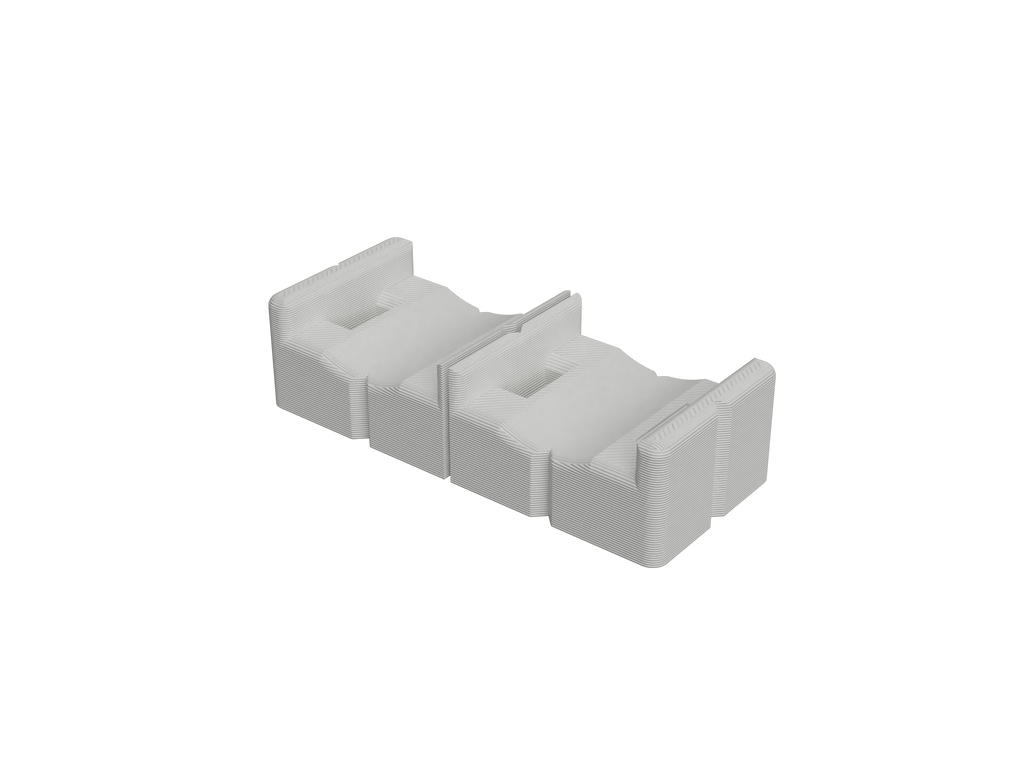 White 2-bay multi-bay mount, angled view