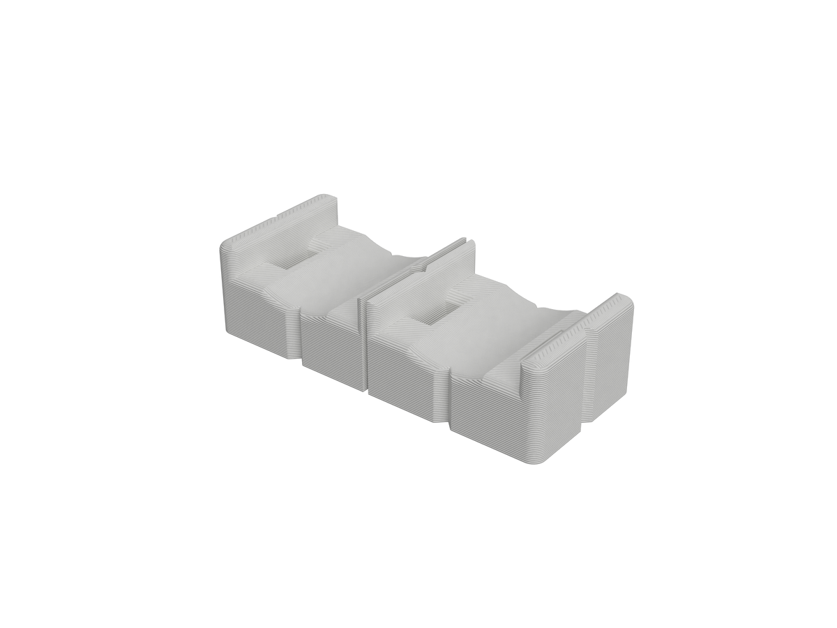 White 2-bay multi-bay mount, angled view