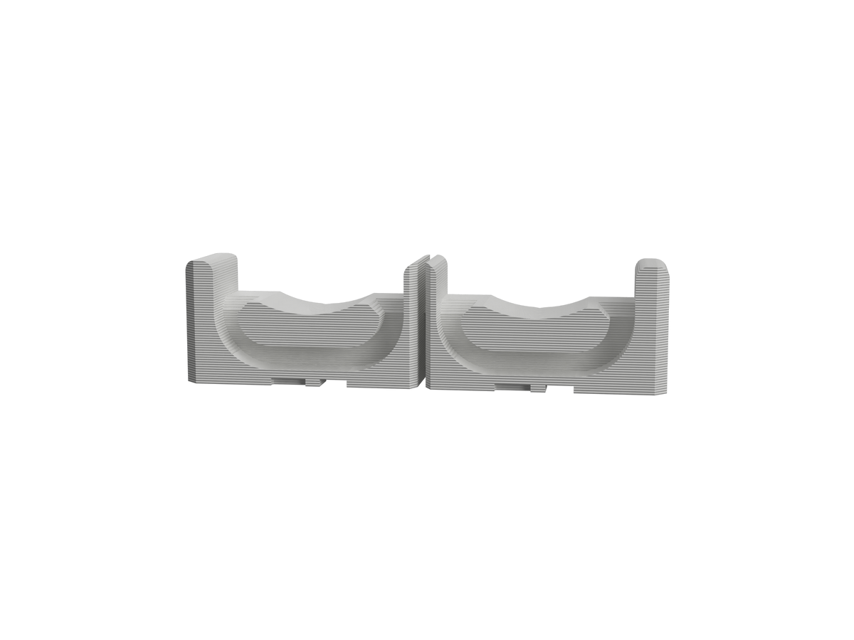 Side view of the 2-bay multi-bay mount showing the wire cradles