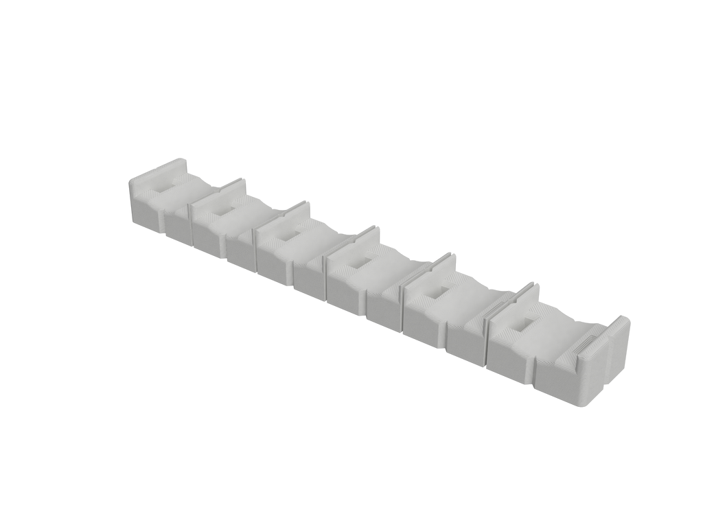 White 6-bay multi-bay mount, angled view