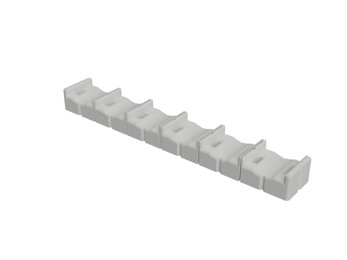 White 6-bay multi-bay mount, angled view